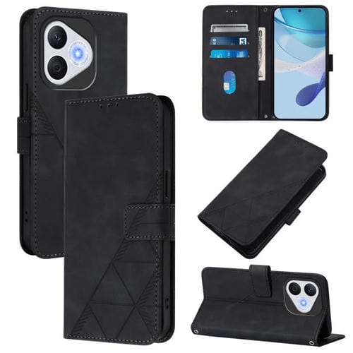 Funda de Cuero con Relieve 3D para Honor 400 Lite (Negra)
