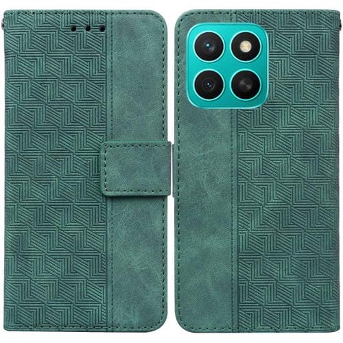 Funda de Cuero con Relieve Geométrico para Honor X8C 4G (Verde)