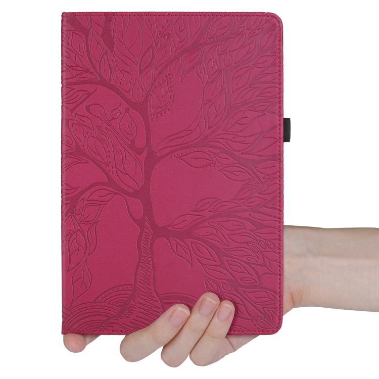 Funda de cuero con rotación en relieve Tree Life para Xiaomi Redmi K Pad (roja)