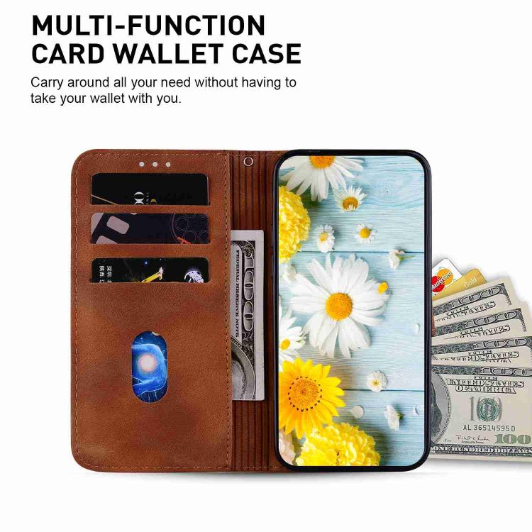 Funda de cuero con relieve de lirio para Infinix Hot 50 Pro+ 4G (marrón)