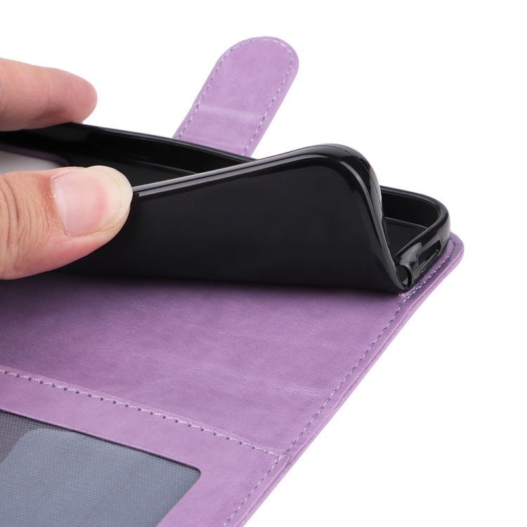 Funda de Piel para OnePlus 13 con Diseño de Girasol en Relieve (Morado)