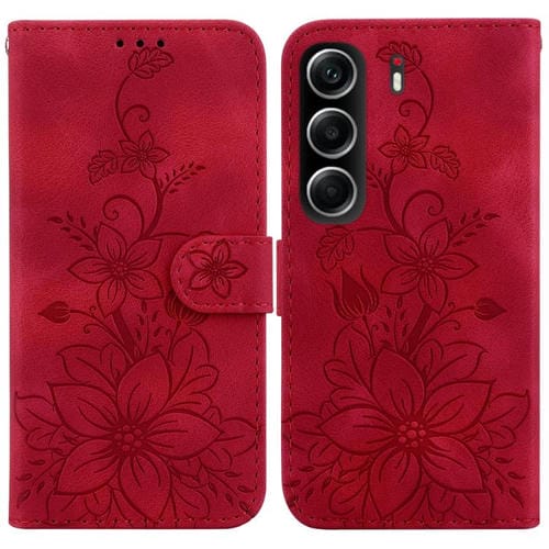 Funda de piel con relieve Lily para Tecno Camon 40 (roja)