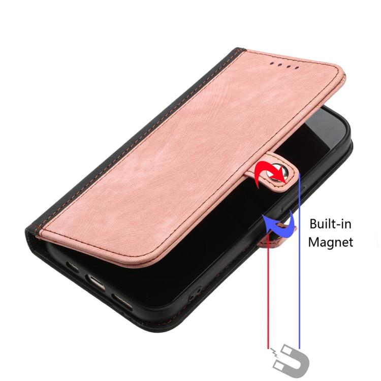 Funda de Cuero para Huawei P50 con Correa de Mano y Hebilla Lateral Doble Plegable (Rosa)