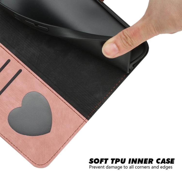 Funda de Cuero para Huawei P50 con Correa de Mano y Hebilla Lateral Doble Plegable (Rosa)