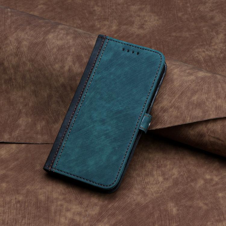 Funda de Cuero para Huawei P50 Pro con Correa de Mano y Hebilla Lateral Doble (Verde Oscuro)