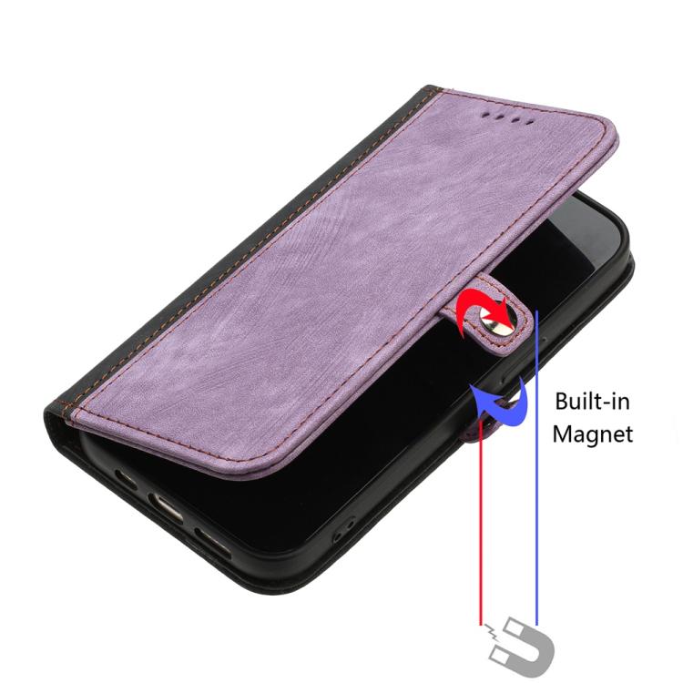 Funda de Cuero para Huawei P50 Pro con Correa de Mano y Hebilla Lateral Doble (Morado)