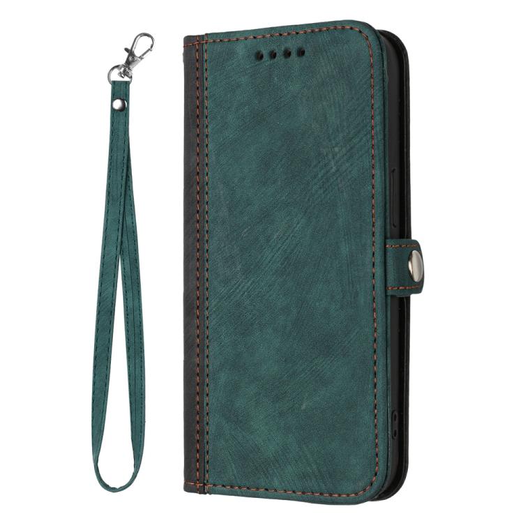 Funda de Cuero para Huawei Enjoy 20E con Correa de Mano y Hebilla Lateral Doble (Verde Oscuro)