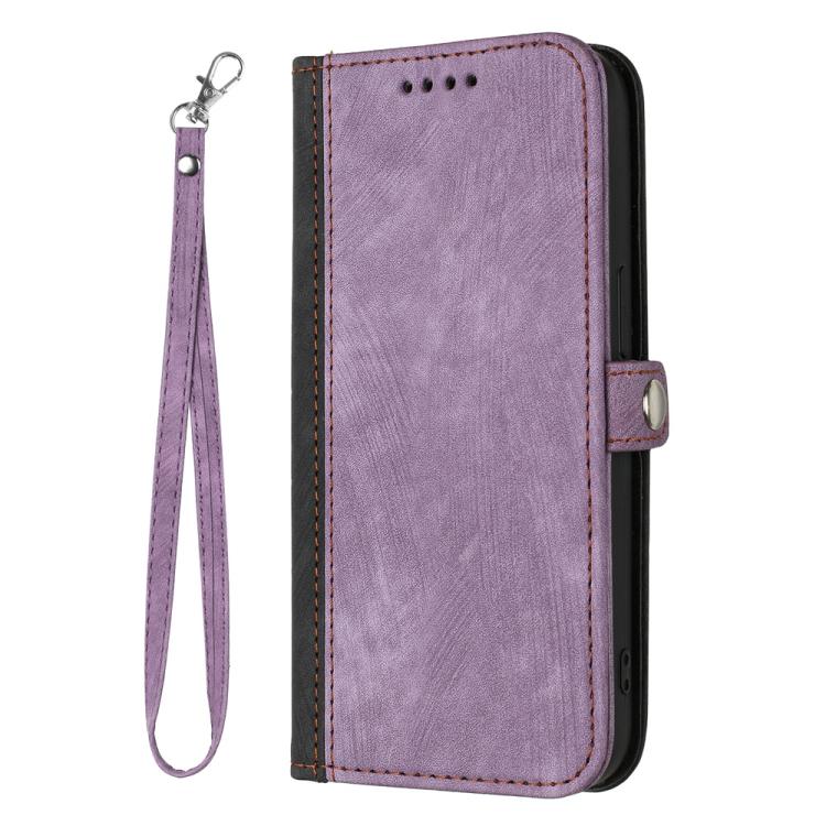 Funda de Cuero con Correa de Mano y Hebilla Lateral Doble para Huawei Enjoy 50/Nova Y70 (Morado)