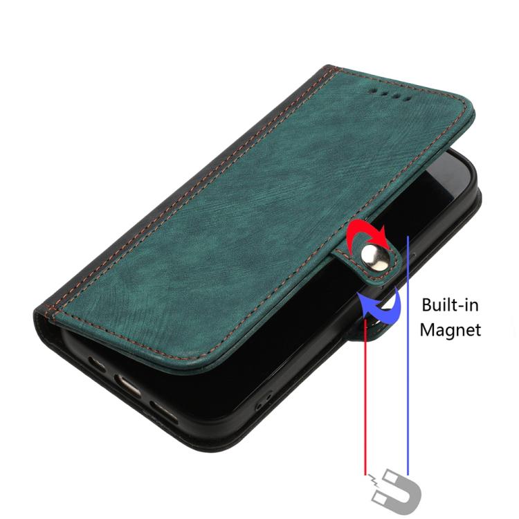 Funda de Cuero con Correa de Mano y Hebilla Lateral Doble para Huawei Enjoy 50 Pro/Nova Y90 (Verde Oscuro)