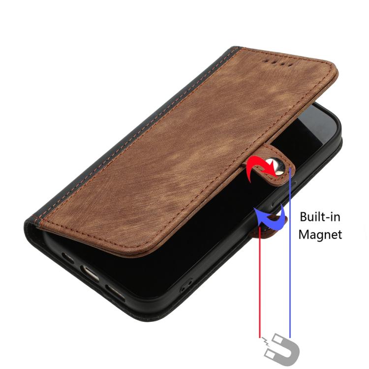 Funda de Cuero con Correa de Mano y Hebilla Lateral Doble para Huawei Enjoy 70/Nova Y72 (Marrón)