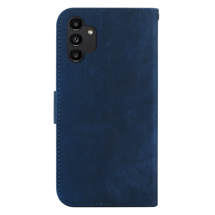 Para Samsung Galaxy A13 4G Funda de cuero con relieve Little Tiger (azul oscuro)