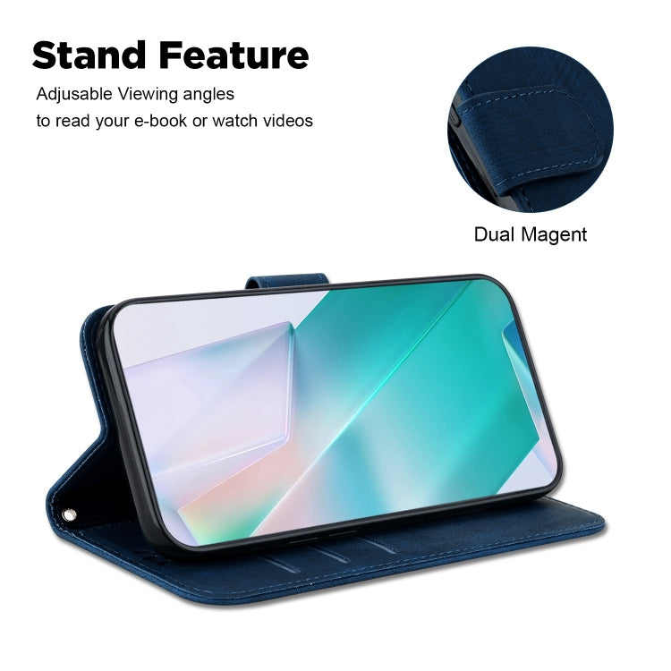 Para Samsung Galaxy A13 4G Funda de cuero con relieve Little Tiger (azul oscuro)