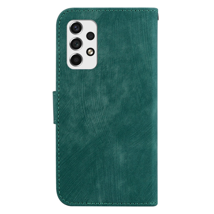 Para Samsung Galaxy A53 5G Funda para teléfono de cuero con relieve Little Tiger (verde)