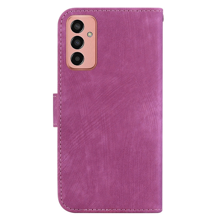 Para Samsung Galaxy M13 4G Funda de cuero con relieve Little Tiger (rojo rosa)