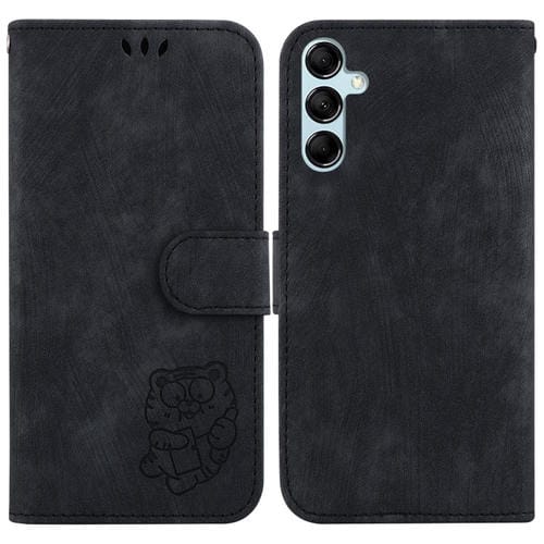 Para Samsung Galaxy M54 5G Funda para teléfono de cuero con relieve Little Tiger (negro)