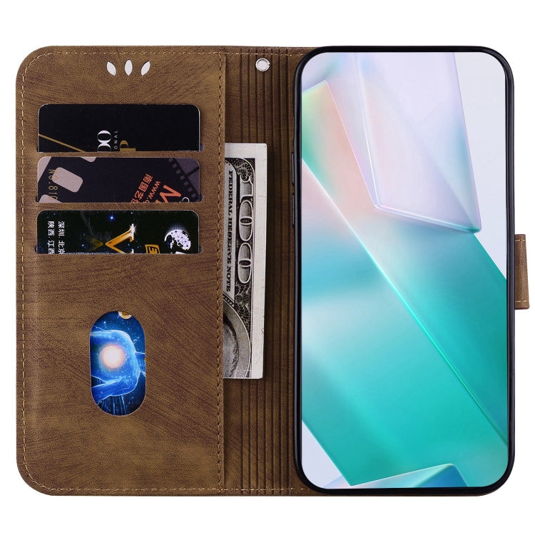 Para Samsung Galaxy A23 Funda de cuero con relieve Little Tiger (marrón)