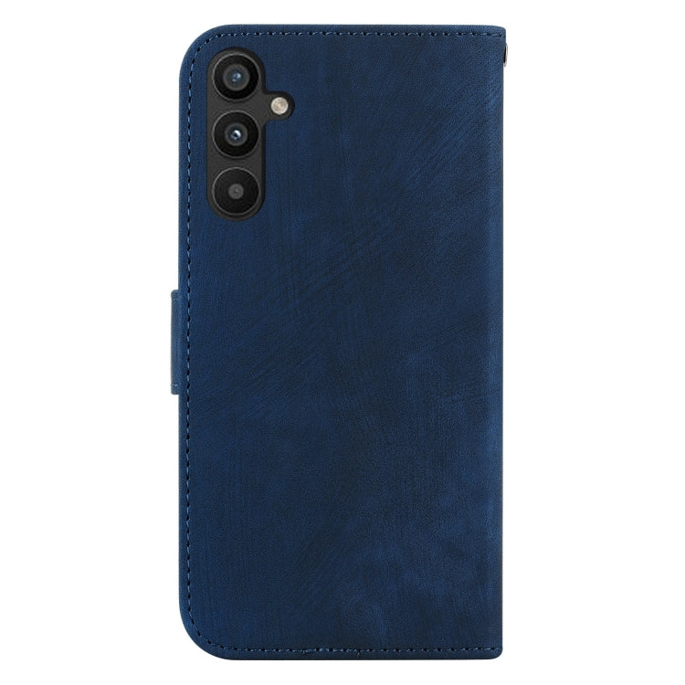 Para Samsung Galaxy A34 5G Funda para teléfono de cuero con relieve Little Tiger (azul oscuro)