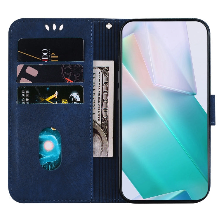 Para Samsung Galaxy A34 5G Funda para teléfono de cuero con relieve Little Tiger (azul oscuro)