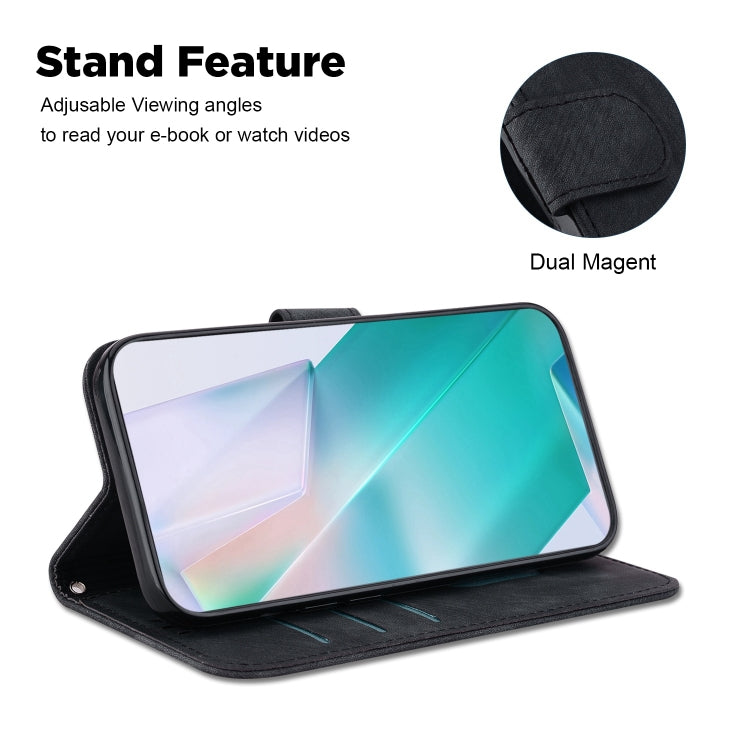Para Samsung Galaxy A02 / M02 India 4G Funda para teléfono de cuero con relieve Little Tiger (negro)