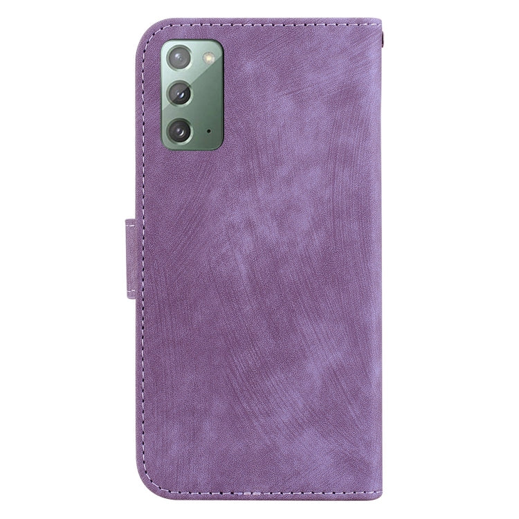 Para Samsung Galaxy Note20 Funda de cuero con relieve Little Tiger (púrpura)