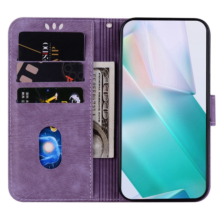 Para Samsung Galaxy Note20 Funda de cuero con relieve Little Tiger (púrpura)