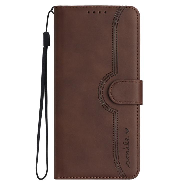 Funda de Cuero Huawei Enjoy 50 Nova Y70 con Diseño de Corazón (Marrón)