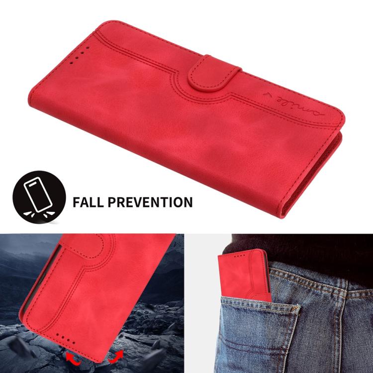 Funda de Cuero para Huawei Nova Y72 con Diseño de Corazón (Rojo)