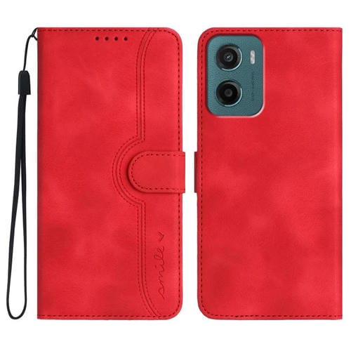Funda de Cuero para Motorola Moto G05 con Diseño de Corazón (Rojo)