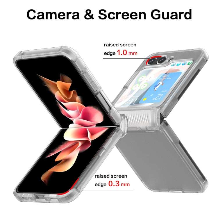 Para Samsung Galaxy Z Flip5 Estuche plegable para teléfono Frosted PC + TPU con bisagra (transparente)