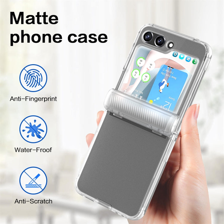 Para Samsung Galaxy Z Flip5 Estuche plegable para teléfono Frosted PC + TPU con bisagra (transparente)
