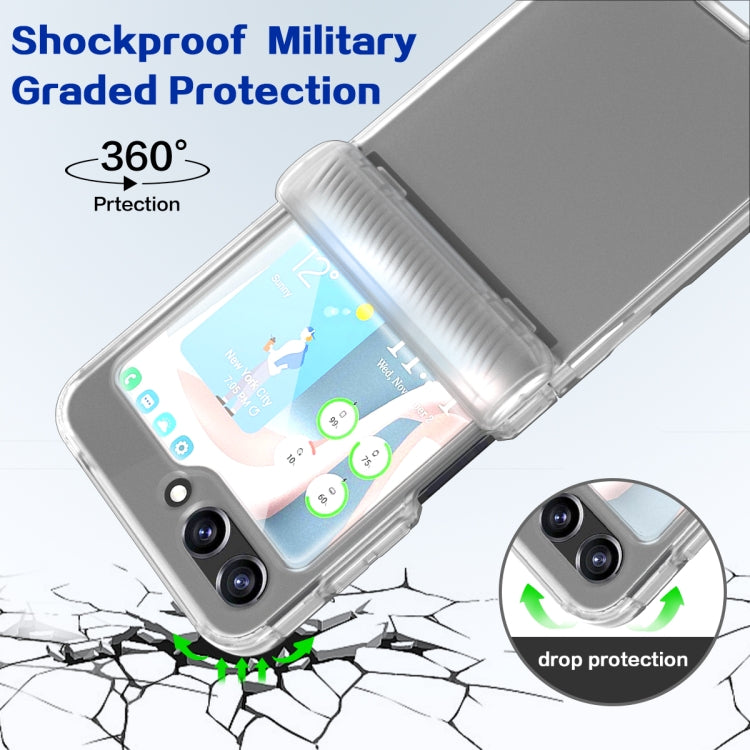 Para Samsung Galaxy Z Flip5 Estuche plegable para teléfono Frosted PC + TPU con bisagra (transparente)