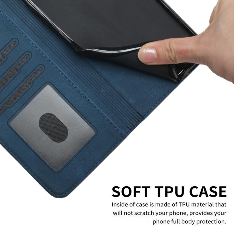 Funda de Cuero con Tapa y Tacto Cúbico para Huawei P50 Pro (Azul)