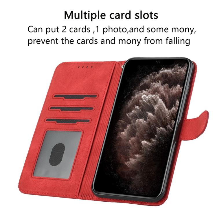 Funda de Cuero con Tapa y Tacto de Piel Cúbica para Huawei Enjoy 20E (Roja)