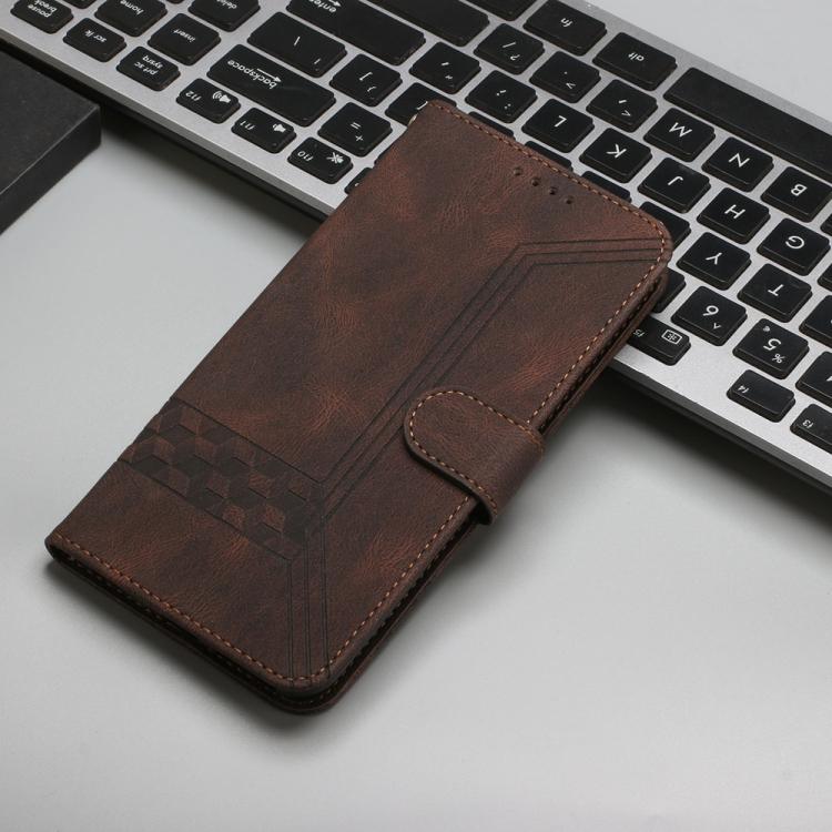 Funda de Cuero con Tapa Cúbica para Huawei Enjoy 50 Nova Y70 (Marrón)