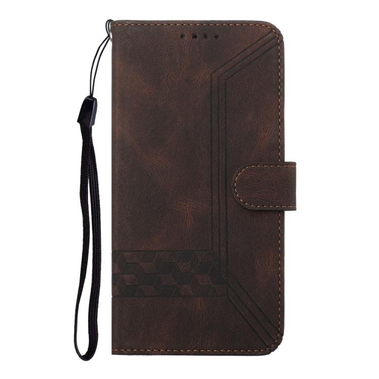 Funda de Cuero con Tapa Cúbica para Huawei Enjoy 50 Nova Y70 (Marrón)