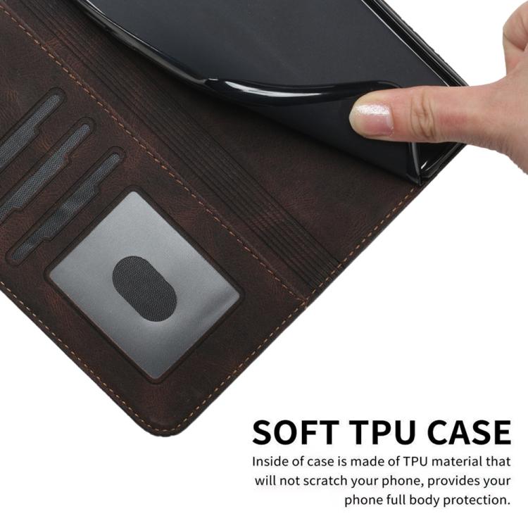Funda de Cuero con Tapa Cúbica para Huawei Enjoy 50 Nova Y70 (Marrón)