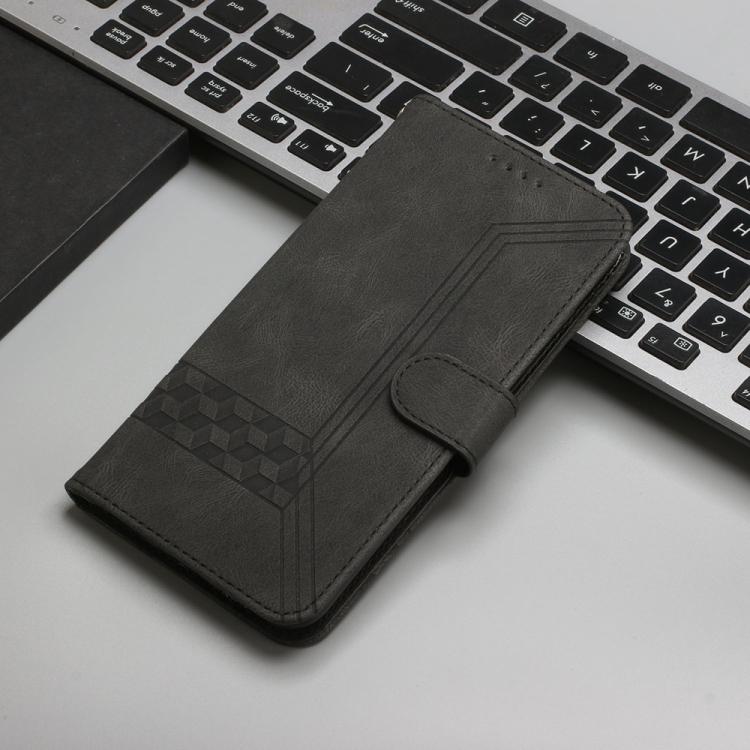 Funda de Cuero con Tapa y Tacto de Piel Cúbica para Huawei Enjoy 50 Pro/Nova Y90 (Negra)