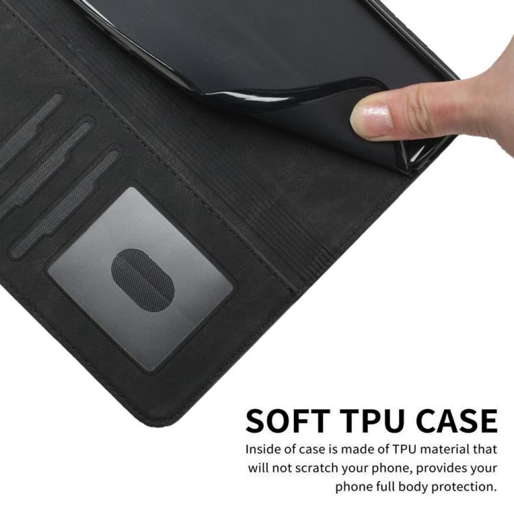 Funda de Cuero con Tapa y Tacto de Piel Cúbica para Huawei Enjoy 50 Pro/Nova Y90 (Negra)