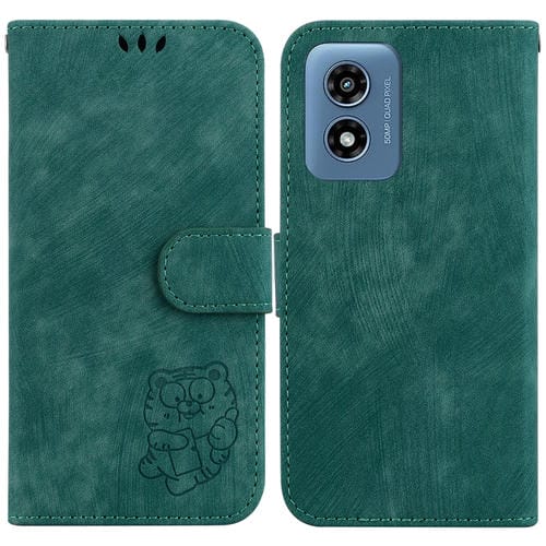 Funda para Motorola Moto G Play 4G (2024) de Cuero con Relieve Little Tiger (Verde)