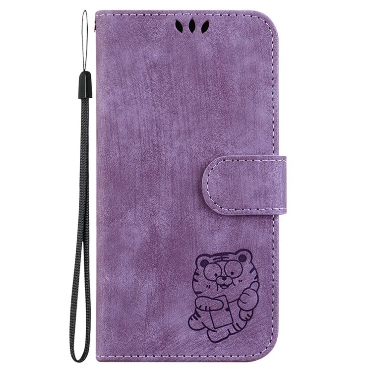 Funda de cuero con relieve de tigre para Infinix Hot 50 Pro 4G (morado)