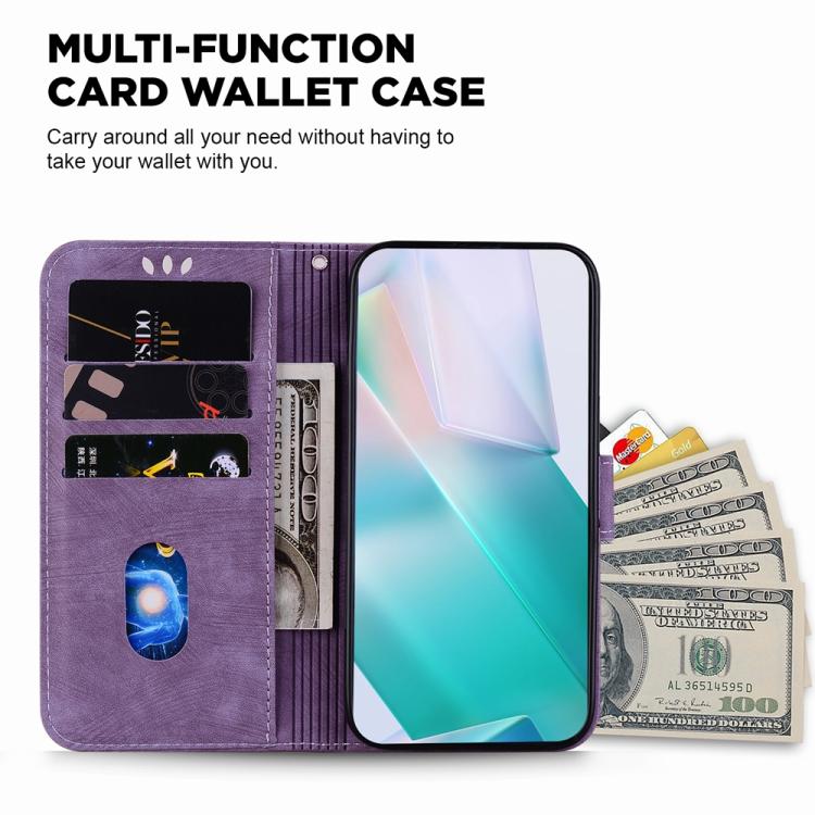 Funda de cuero con relieve de tigre para Infinix Hot 50 Pro 4G (morado)