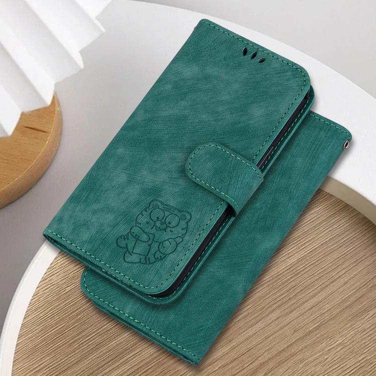 Funda de cuero con relieve de tigre para Infinix Hot 50 Pro+ 4G (verde)