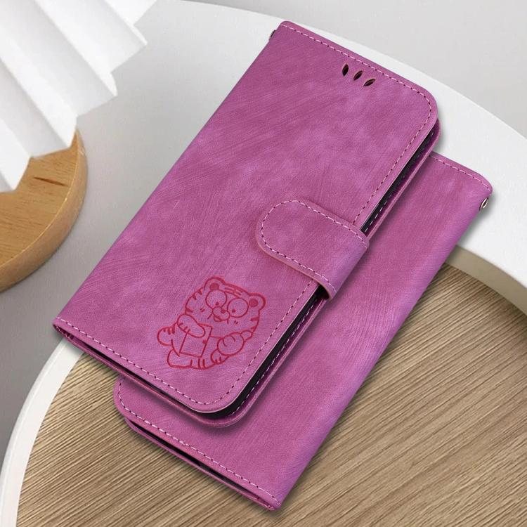 Funda de cuero con relieve de tigre para Infinix Hot 50 Pro+ 4G (rosa)