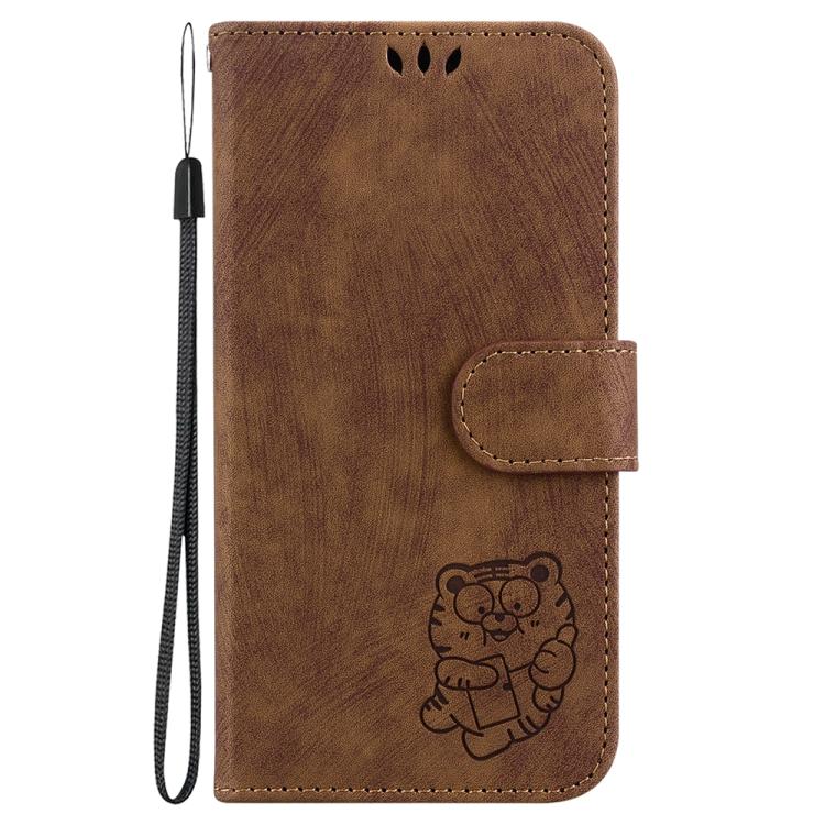 Funda de cuero con relieve de tigre para Infinix Note 50 Pro+ (marrón)