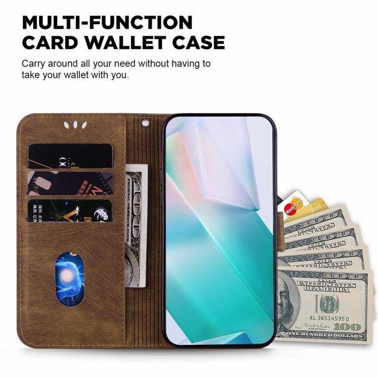 Funda de cuero con relieve de tigre para Infinix Note 50 Pro+ (marrón)