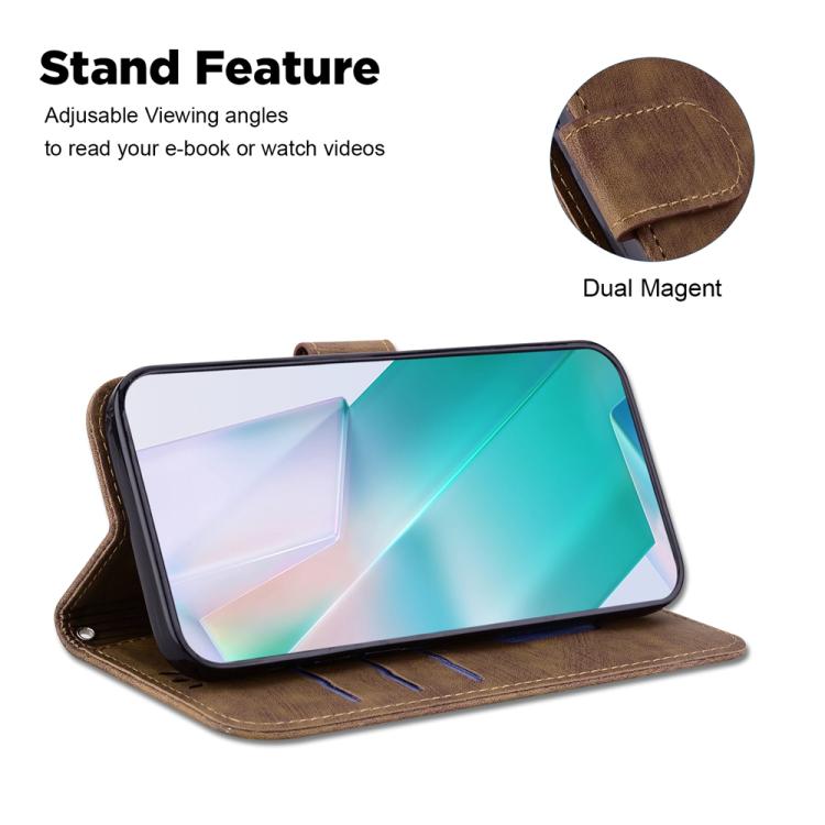 Funda de cuero con relieve de tigre para Infinix Note 50 Pro+ (marrón)