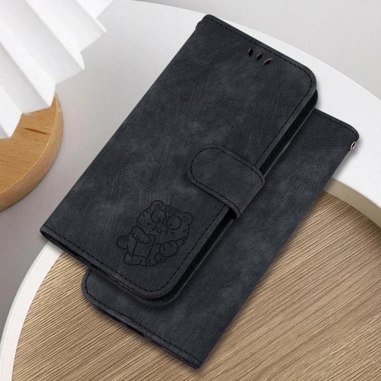 Funda de cuero con relieve de tigre para Infinix Zero 40 4G/5G (negra)