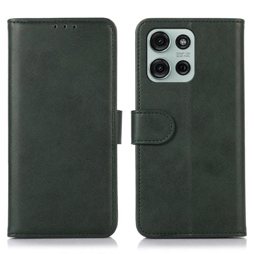 Funda de Piel con Textura de Vaca para Motorola Moto G75 5G (Verde)