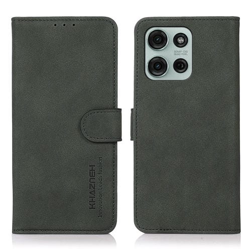 Funda de Cuero Khazneh para Motorola Moto G75 5G con Textura Mate (Verde)