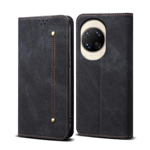 Funda de cuero con textura vaquera para Huawei Nova 14 (negra)